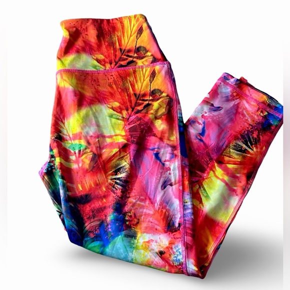 ABS Allen Schwartz Vibrant Multicolor Capri Athletic Leggings Size Large - Picture 2 of 6